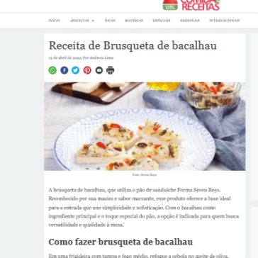 Receita de Brusqueta de bacalhau