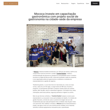 Mococa investe em capacitação gastronômica com projeto social de gastronomia na cidade-sede da empresa