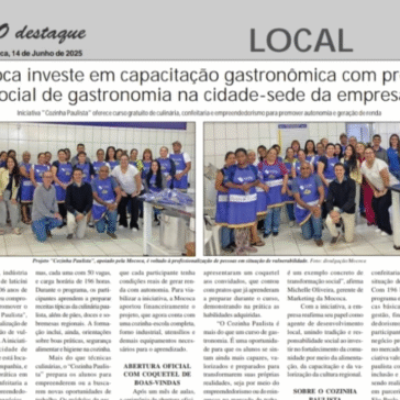 Mococa investe em capacitação gastrônomica com projeto social de gastronomia na cidade-sede da empresa