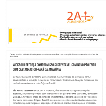 Wickbold reforça compromisso sustentável com novo pão feito com castanhas-do-Pará da Amazônia