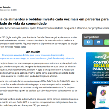 Indústria de alimentos e bebidas investe cada vez mais em parcerias para melhorar a qualidade de vida da comunidade