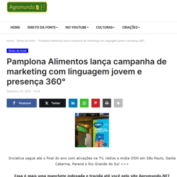 Direto da Fonte  Pamplona Alimentos lança campanha de marketing com linguagem jovem e presença 360°