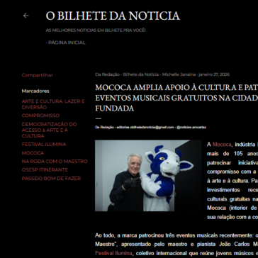 MOCOCA AMPLIA APOIO à CULTURA E PATROCINA EVENTOS MUSICAIS GRATUITOS NA CIDADE ONDE FOI FUNDADA