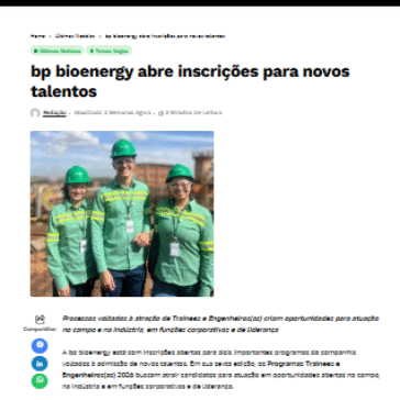 bp bioenergy abre inscrições para novos talentos