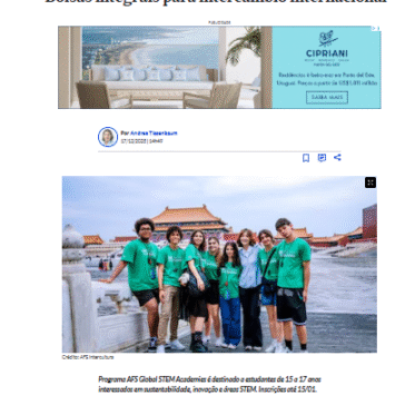 Bolsas integrais para intercâmbio internacional