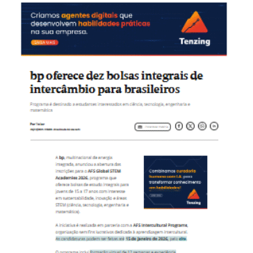 BP oferece dez bolsas integrais de intercâmbio para brasileiros