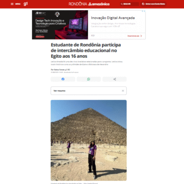 Estudante de Rondônia participa de intercâmbio educacional no Egito aos 16 anos