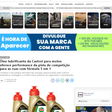 Óleo lubrificante da Castrol para motos oferece performance da pista de competição para as ruas com fórmula 5 em 1