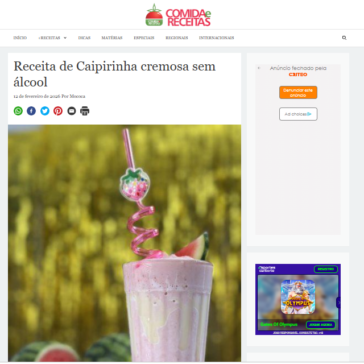 Receita de Caipirinha cremosa sem álcool