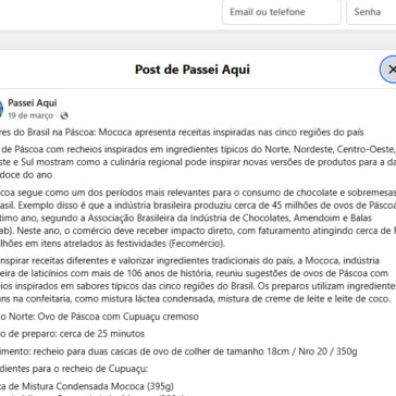 Sabores do Brasil na Páscoa: Mococa apresenta receitas inspiradas nas cinco regiões do país