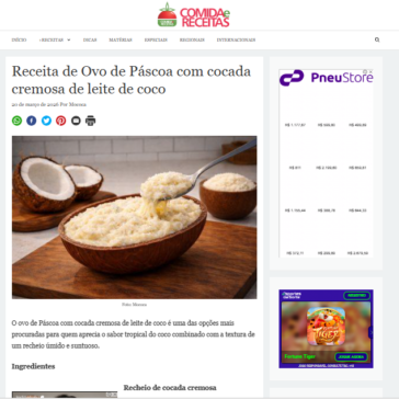 Receita de Ovo de Páscoa com cocada cremosa de leite de coco