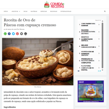 Receita de Ovo de Páscoa com cupuaçu cremoso