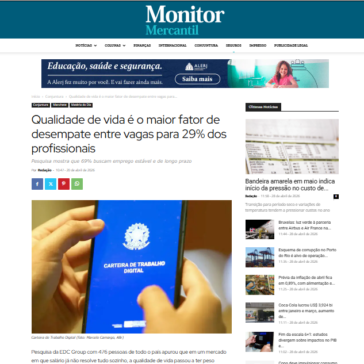 Qualidade de vida é o maior fator de desempate entre vagas para 29% dos profissionais