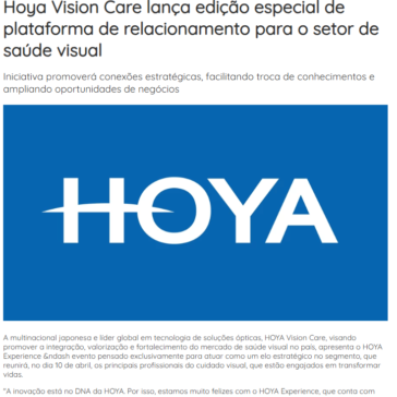 Hoya Vision Care lança edição especial de plataforma de relacionamento para o setor de saúde visual – OpticaNet