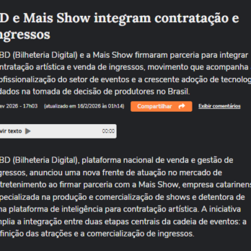 BD e Mais Show integram contratação e ingressos – Terra