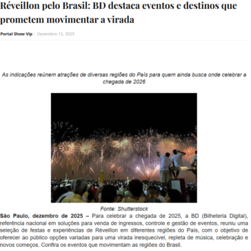 Réveillon pelo Brasil: BD destaca eventos e destinos que prometem movimentar a virada – Portal Show Vip