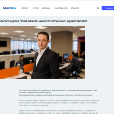 Sancor Seguros Nomeia Daniel Valentim como Novo Superintendente – SeguroTotal