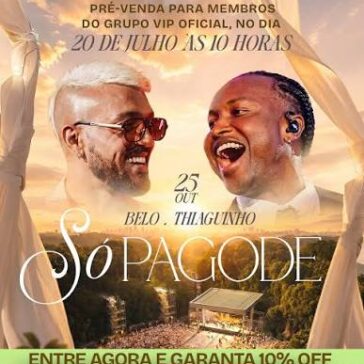 Belo e Thiaguinho se apresentam em Curitiba com o show Só Pagode