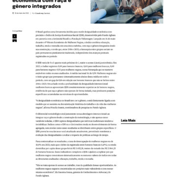 Brasil lança primeiro índice que mede justiça econômica com raça e gênero integrados ESG Inside