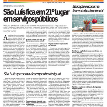 São Luís fica em 21º lugar em serviços públicos