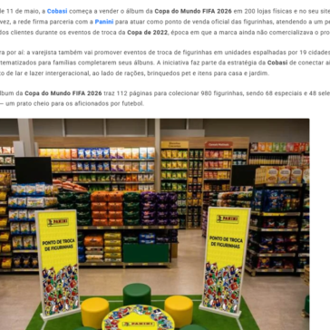 Cobasi vira point oficial da Panini para o Álbum da Copa do Mundo FIFA 2026