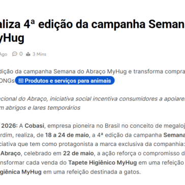 Cobasi realiza 4ª edição da campanha Semana do Abraço MyHug