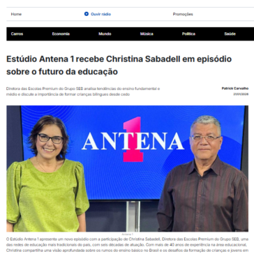 Estúdio Antena 1 recebe Christina Sabadell em episódio sobre o futuro da educação
