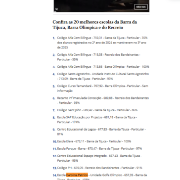 Enem 2025: veja ranking de notas das escolas da Barra da Tijuca, Barra Olímpica e Recreio dos Bandeirantes, no Rio de Janeiro – O Globo