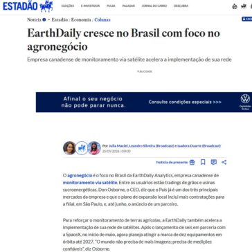 EarthDaily cresce no Brasil com foco no agronegócio