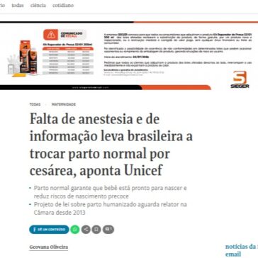 Falta de anestesia e de informação leva brasileira a trocar parto normal por cesárea, aponta Unicef