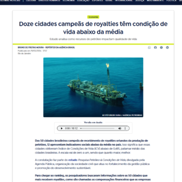 Doze cidades campeãs de royalties têm condição de vida abaixo da média