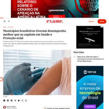 Municípios brasileiros tiveram desempenho melhor que as capitais em Saúde e Proteção Social