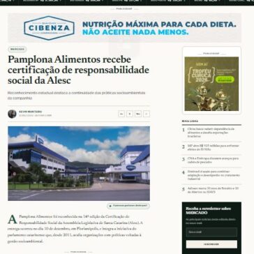 Pamplona Alimentos recebe certificação de responsabilidade social da Alesc