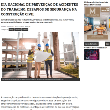 Dia Nacional de Prevenção de Acidentes do Trabalho: desafios de segurança na construção civil