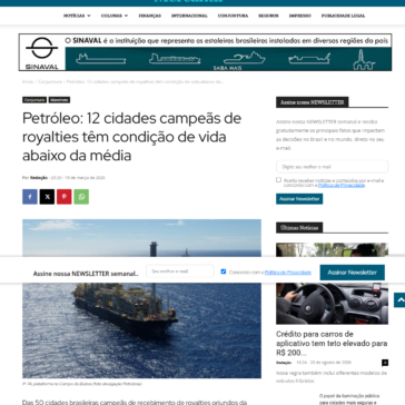 Petróleo: 12 cidades campeãs de royalties têm condição de vida abaixo da média