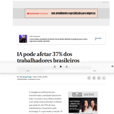 IA pode afetar 37% dos trabalhadores brasileiros