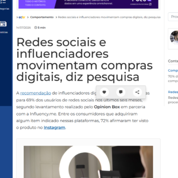 Redes sociais e influenciadores movimentam compras digitais, diz pesquisa