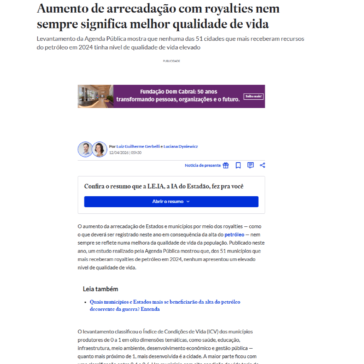 Aumento de arrecadação com royalties nem sempre significa melhor qualidade de vida