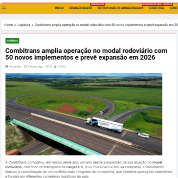Combitrans amplia operação no modal rodoviário com 50 novos implementos e prevê expansão em 2026 – LogTru